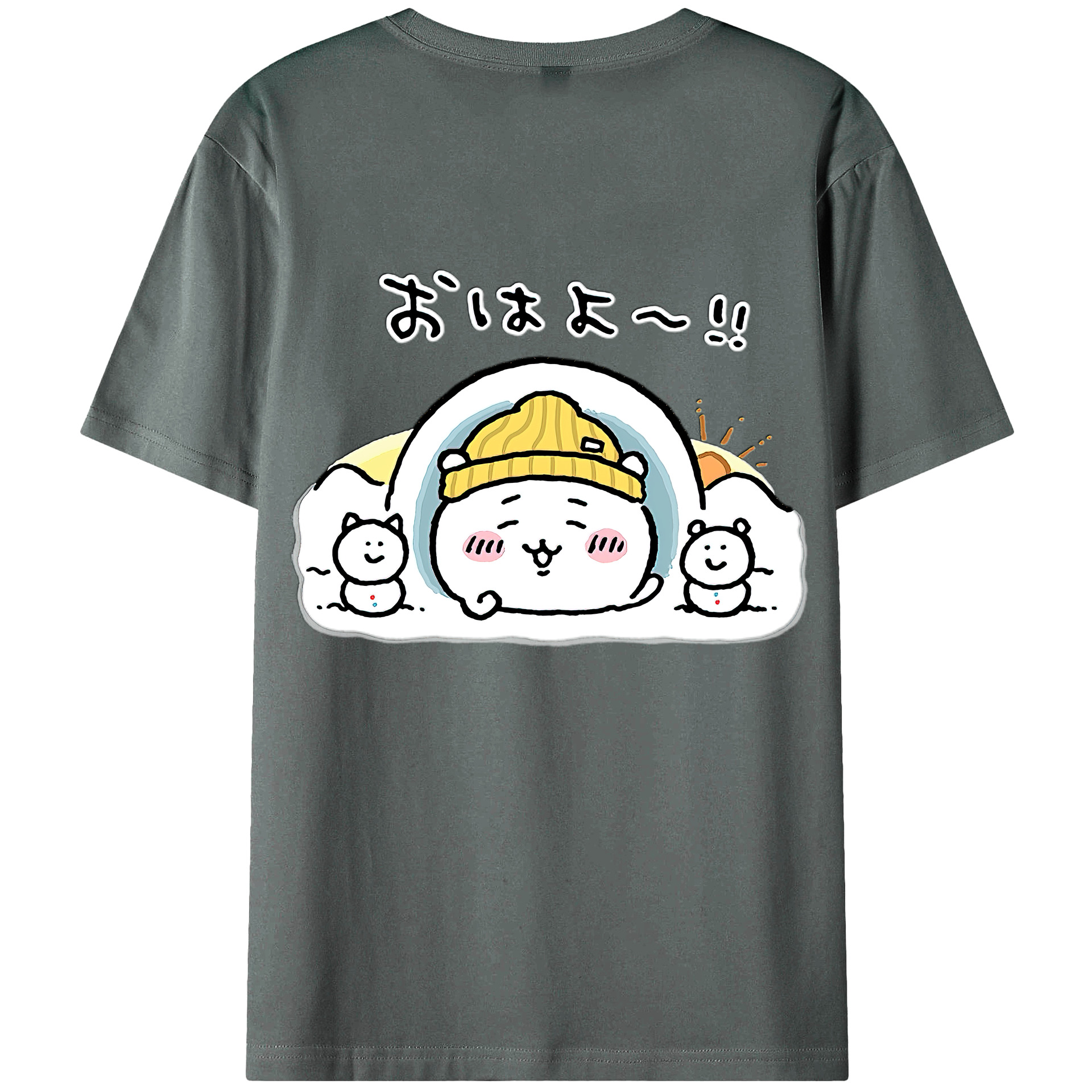 （画像用） ちいかわ ちいかわ Chii-kawa chiikawa 綿100％ メンズ半袖Tシャツ（バックプリント） 通気性